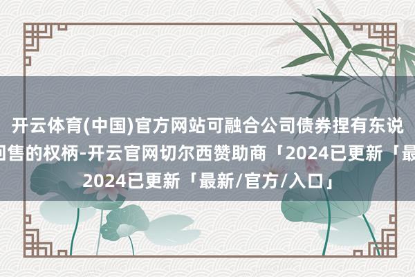 开云体育(中国)官方网站可融合公司债券捏有东说念主享有一次回售的权柄-开云官网切尔西赞助商「2024已更新「最新/官方/入口」